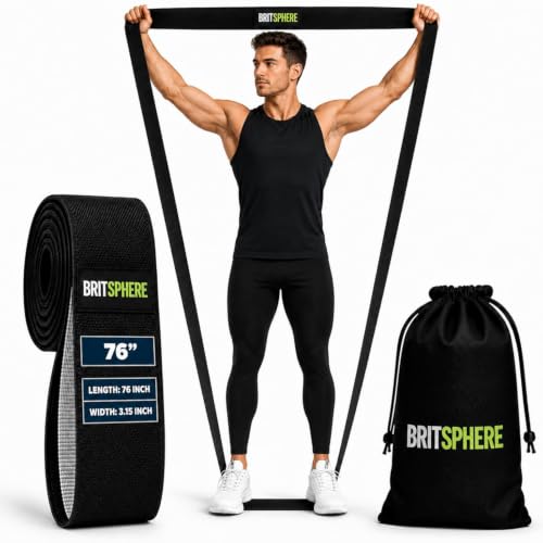 76-Inch Long Fabric Resistance Band Extended Heavy Duty Resistance Band - color: Black