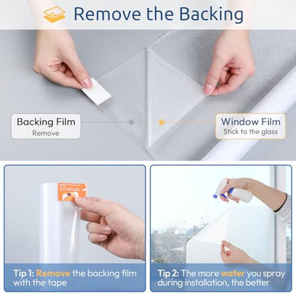rabbitgoo Window Privacy Film Frosted Glass Film, Decorative Cling UV Sun Blocking Decals, Frosting Window Clings for Home Bathroom Door Coverings, 35.4 X 78.7 inches - size: 35.4" X 78.7"