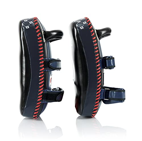 Fairtex Curved Muay Thai Pads, Kickboxing Punching Kicking Striking Shield - color: Black/Blue, size: Extra Thick