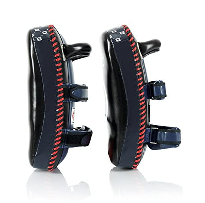 Fairtex Curved Muay Thai Pads, Kickboxing Punching Kicking Striking Shield - color: Black/Blue, size: Extra Thick
