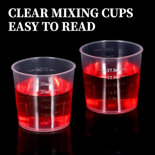 Plastic Liquid Measuring Cups 20pcs Disposable Medicine Cups Graduated Transparent Clear Plastic Graduated Beaker for Kitchen Cooking Lab Measure Tool 30ml (1oz)
