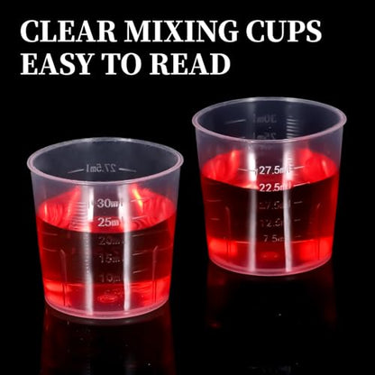 Plastic Liquid Measuring Cups 20pcs Disposable Medicine Cups Graduated Transparent Clear Plastic Graduated Beaker for Kitchen Cooking Lab Measure Tool 30ml (1oz)