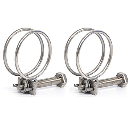 2 Pieces Double Wire Hose Clips Adjustable 304 Stainless Steel Hose Clamps Pond Hose Joint to Fit 30-34mm Pipe - size: 30 mm - 34 mm