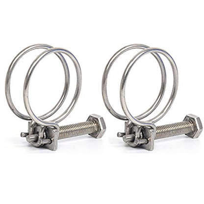 2 Pieces Double Wire Hose Clips Adjustable 304 Stainless Steel Hose Clamps Pond Hose Joint to Fit 30-34mm Pipe - size: 30 mm - 34 mm