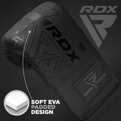 RDX Bag Gloves Boxing Punching Mitts, Maya Hide Leather, Padding, Ventilated Palm, MMA Heavy Punch Training, Muay Thai Kickboxing Focus Pads Double End Speed Ball Workout, Adult Men Women - color: Black