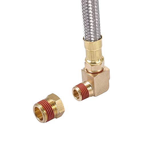 Extended Tank Drain Valve Assembly Kit Flexible Braided Steel Tube 10 inch 1/4 Inch NPT Pipe Fitting for Air Compressor - size: 10 Inch