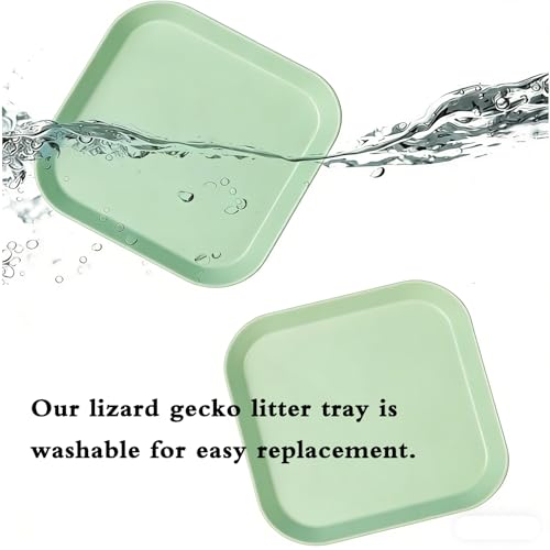 4 Pcs Leopard Gecko Potty Pad, Reptile Lizard Gecko Latrine Trays, Leopard Gecko Tray for Lizard Reptile Gecko (Green and Beige)