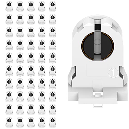 Non-shunted Turn Type T8 Lamp Holder JACKYLED 50-Pack UL Socket Tombstone for LED Fluorescent Tube Replacements Screw Type Medium Bi-pin Socket - style: T8 Lamp Holder without Wires-50 Pack
