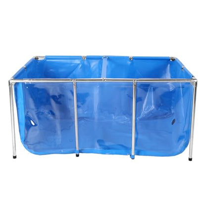 Generic Rectangular Goldfish Tank with Frame & Drain Valve Transparent Fish Pond Clear Viewing Panel for Fish Breeding & Garden Display