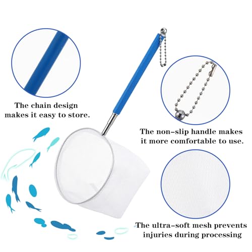 2 Pack Fish Tank Net 3 & 4 Inch Stainless Steel Fish Nets Small Tank Net for Shrimp Bettas Mesh Aquarium Nets with Durables Handle Aquarium Accessories