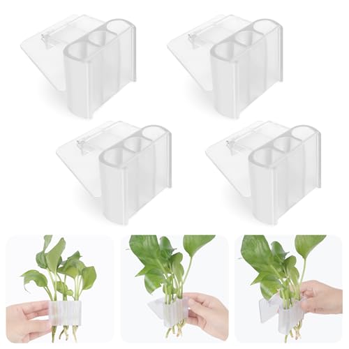 3 Holes Upgraded Aquatic Plant Cup Aquarium Plant Holder for Tank,Aquascape Accessories Decorations- White 4 Pcs - color: White 4 Pcs