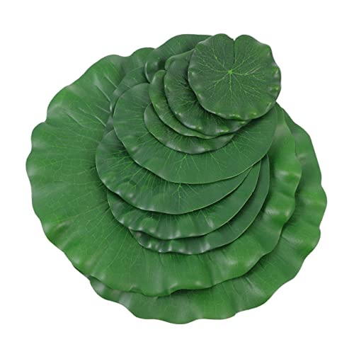 GLEAVI 8Pcs EVA Decorative Lotus Leaves Wear-Resistant Simulated Lily Pads for Garden Pond Decor Floating Water Plants for Aquatic Displays and Outdoor Decorations