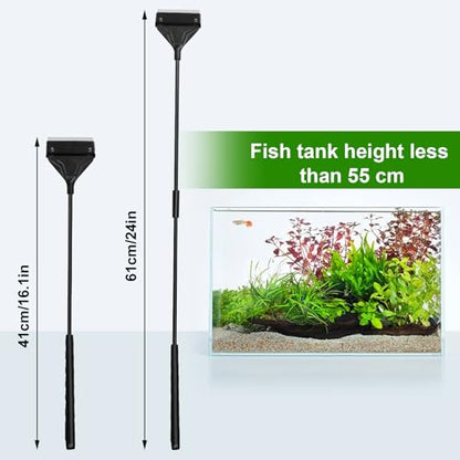 Algae Scraper for Glass Aquariums 24.4" Fish Tank Scraper with 10 Replaceable Blades Aquarium Glass Scraper Adjustable Length Aquarium Cleaning Tools Kit for Glass Aquarium Fish Tank