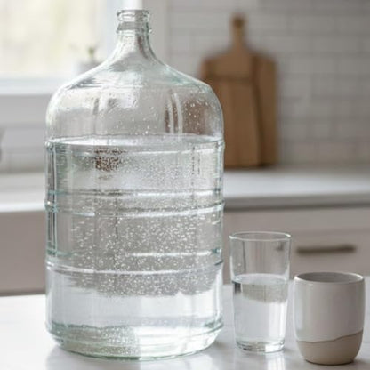 5 Gallon Glass Water Jug | Plastic‑Free Pure Water Storage Bottle | BPA‑Free, No Microplastics, Reusable Glass Container for Drinking Water, Fits Home Water Dispensers