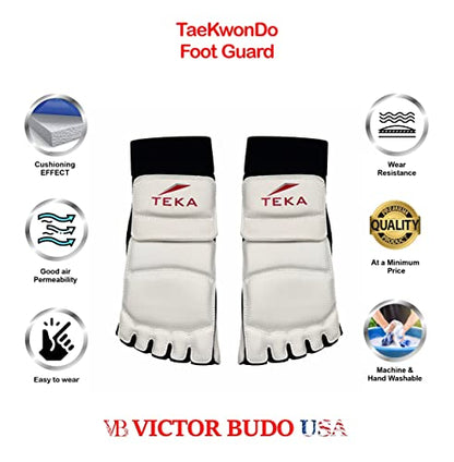 Taekwondo Foot Guard Protector Gear for Sparring MMA Training Competition Kickboxing Karate Boxing Martial Arts Kung Fu Punch Bag TEKA (Pair) (M) - size: Medium