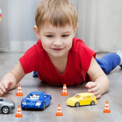 NUOBESTY 50Pcs Mini Traffic Cones, 0.98 Mini Orange Construction Cones Miniature Sports Training Roadblock Toy Safety Road Street Signs Models for Sand Table, Kids Pretend Play, Traffic Scene