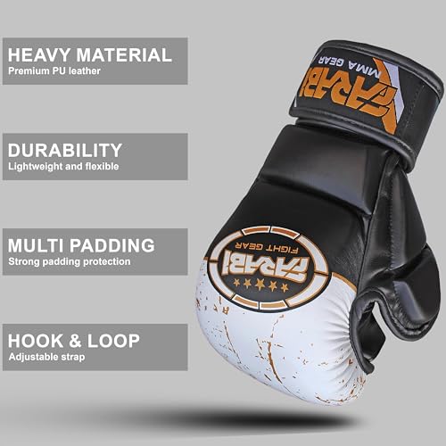 Farabi Sports MMA Gloves with Adjustable Wrist Support Open Palm Sparring Boxing Gloves Ideal for Muay Thai, Cage Fighting, Combat Sports & MMA Training Gloves for Men and Women - size: Large-X-Large