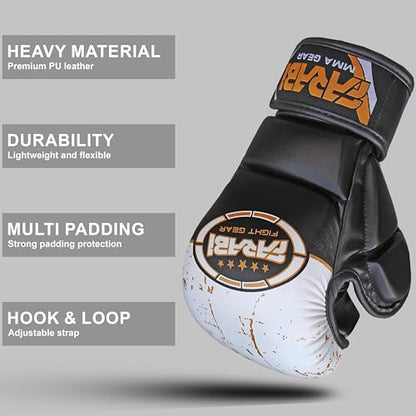 Farabi Sports MMA Gloves with Adjustable Wrist Support Open Palm Sparring Boxing Gloves Ideal for Muay Thai, Cage Fighting, Combat Sports & MMA Training Gloves for Men and Women - size: Large-X-Large