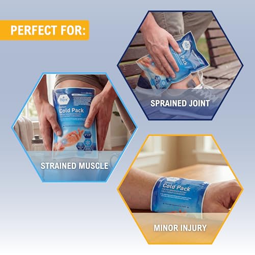 MED PRIDE Disposable Instant Cold Packs for First Aid, Pain Relief, Swelling, Sprains, Injuries, No Freezer Needed (6x9 Inch (Pack of 24) Clear) - size: 6 X 9 Inch (Pack of 24)