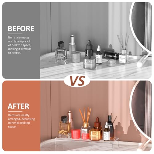 Acrylic Shelf Riser 12x4.3x2 pack of 2, Clear Display Shelf 12” for Shoes, Glasses, Plants, Home Decors, Perfume, 12x4.3x2 Inch