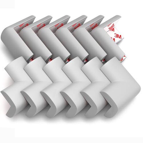 12-Pack Baby Proofing Corner Protectors, Furniture Corner and Edge Safety Bumpers, Soft Rubber Foam Cushion Covers, 3M Taped Corner Guards, Baby Child Proofing Pads for Tables & Furniture, Gray - color: Gray, size: 12corners
