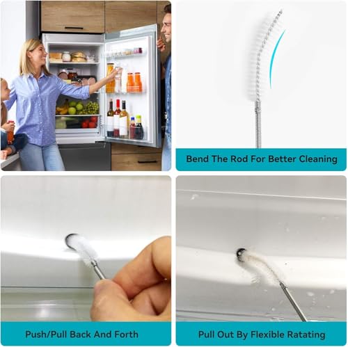2 Pack 79" Flexible Pipe Cleaner Brush, Rustproof Bendable Drain Brush with Dual Bristles for Home, Bathroom, Car & Aquarium - color: 79inch