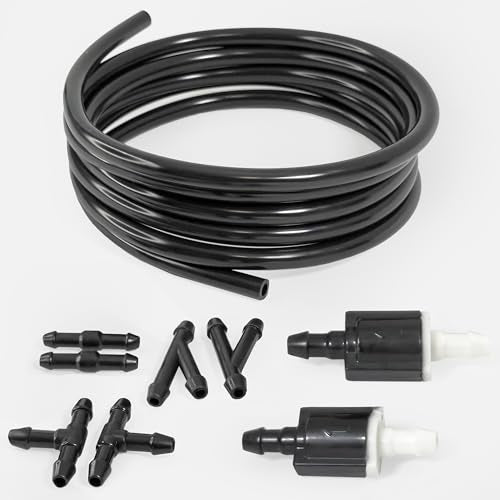 Click&Fit Universal Windshield washer Check Valves Extended repair kit, 6.5 feet Hose, 6-connectors compatible with Toyota, Ford, Chevy, Nissan, wide vehicle models – Wiper fluid rubber tubing