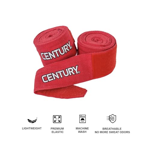 Century 108 Inch Boxing Hand Wraps with Thumb Loop for Martial Arts Kickboxing Punching – MMA Muay Thai Men and Women Elastic Inner Glove for Hand & Wrist Supports – Pair | Red