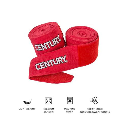 Century 108 Inch Boxing Hand Wraps with Thumb Loop for Martial Arts Kickboxing Punching – MMA Muay Thai Men and Women Elastic Inner Glove for Hand & Wrist Supports – Pair | Red