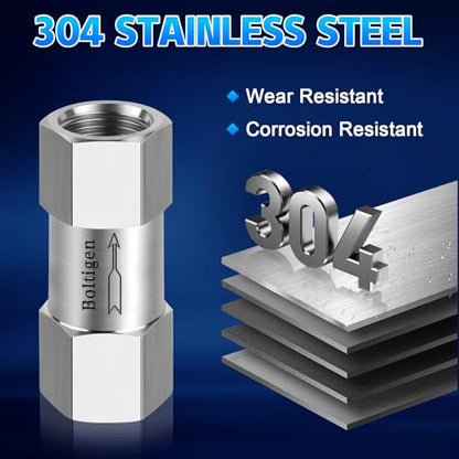 Stainless Steel 304 1/2" NPT Spring Check Valve, 1000 PSI, -20C to 200C, Industrial Check Valve, 2 Ports, NPT Connections - size: 1/2'' NPT