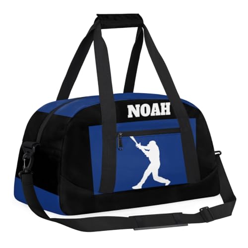 Personalized Sports Bag, Playing Baseball Silhouette Blue Black - color: Color 33