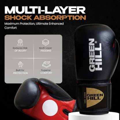 Green Hill Curved Boxing Focus Mitts for MMA, Muay Thai & Boxing - color: BLACK/RED