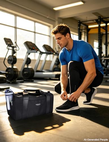 19" Black Personal Gym Bag for Women,with Shoe Compartment & Wet Pocket - color: Black, size: 19" Medium Size