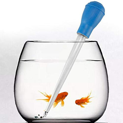 Haofy Mini Fish Dust Remover, 30ml 11in Manual Water Changer Dropper Tool for Shrimp, Daphnia, with Precise Measurement, Liquid Additive, Plastic Material, (Blue)