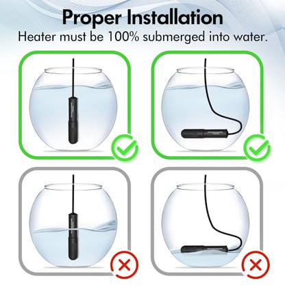 25W Small Submersible Aquarium Heater, Constant Temperature Betta Fish Tank Heater of 78℉for 1-6 Gallons Freshwater & Saltwater Tanks - size: 25W