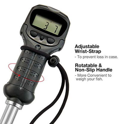 Piscifun Fish Gripper with Digital Fish Scale, Memory Function Fishing Scale, Save Up to Most 10 Set of Weight, Saltwater-Resistant, Portable Stainless Steel Fish Lip Gripper, Fishing Gear Gift