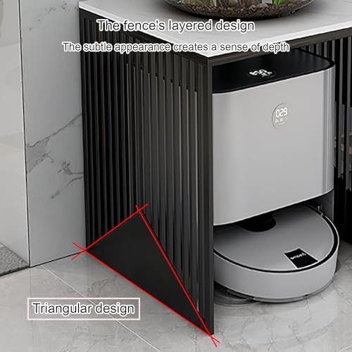 Metal Robot Vacuum Storage Cabinet - Sweeping Cleaner Organizer, Side Table Stand, Fish Tank Shelf with Slate Top, Stylish Gold Finish, 53cm/20.9in - Perfect for Home Décor
