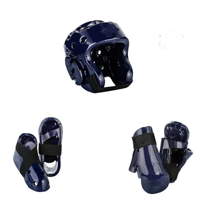 Martial Arts Karate Kenpo Taekwondo Sparring Gear Set with Kicks, Gloves and Head Gear - color: black, size: 7-8 shoe, M-L glove