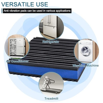 4-Pack Anti Vibration Pads, 4x4x7/8 Inch, EVA Rubber Isolation Mats, Heavy Duty Vibration Isolation Pads for Air Compressos, Conditioner, Treadmill, HVAC Washer Dryer