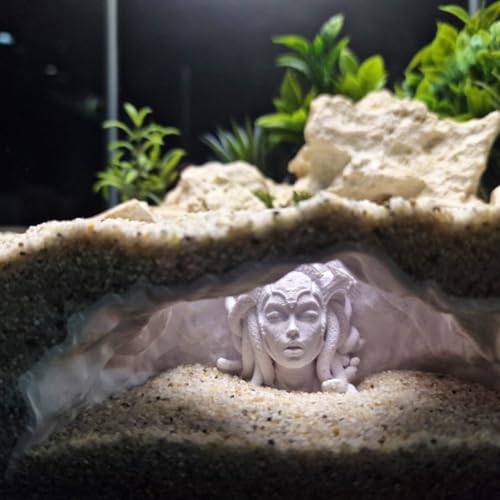 Medusa Fish Tanks Ornaments Unique Snake Themed Shrimp Hide Houses & Breeding Observation Medusa Fish Tanks - color: Sandy Yellow, size: Medium
