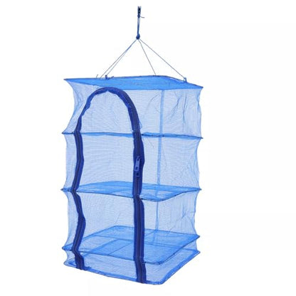4 Layer Fish Mesh Hanging Drying, Folding Fish Drying Net, Vegetable Fish Dishes Mesh Hanging Drying Net with Zipper Opening for Shrimp Fish Fruit Vegetables Herb
