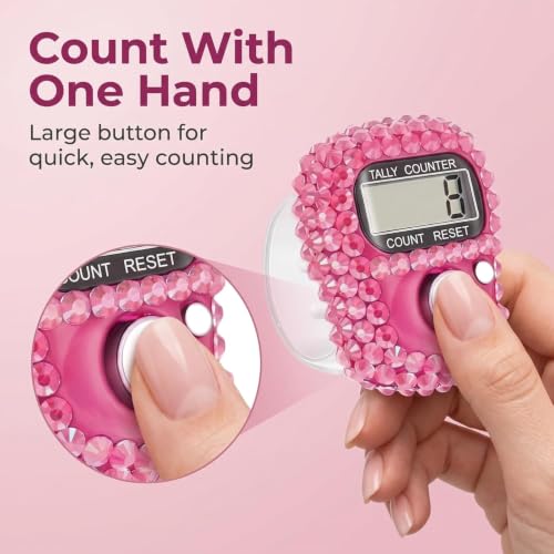 Electronic Tally Counter with Display, Resettable Portable Electronic Finger Counter for Golf, Track and Field, Lap Counting - color: Pink