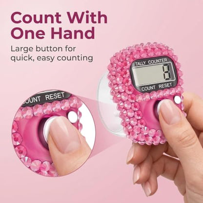 Electronic Tally Counter with Display, Resettable Portable Electronic Finger Counter for Golf, Track and Field, Lap Counting - color: Pink