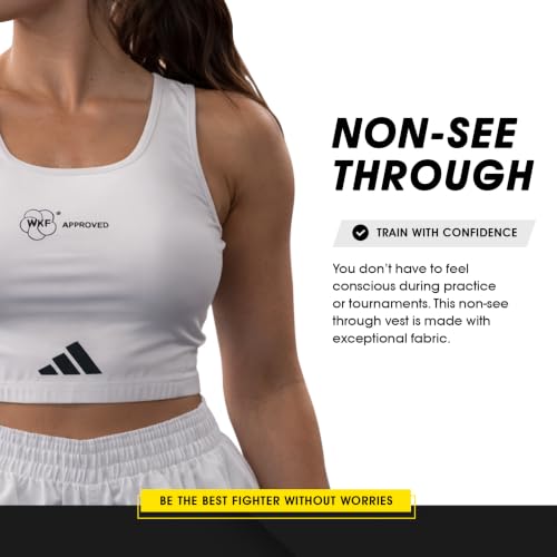adidas Women Lady Female Karate Chest Guard, Body Protector - WKF Approved - White - size: X-Small