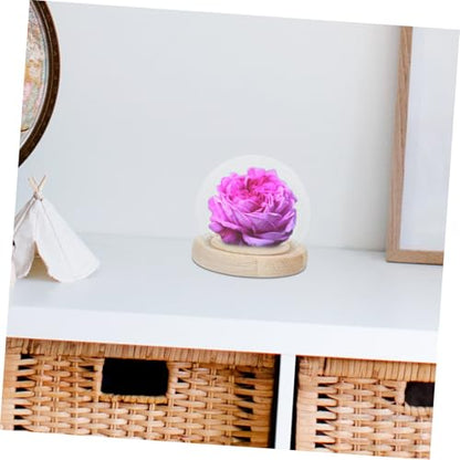 Happyyami Glass Cover Pedestal Showcase Clear Centerpiece Storage Fancy Dome Glass Display Case Flower Aquarium Glass Globe Preserved Flower Covers Display Cases for Collectibles Wood