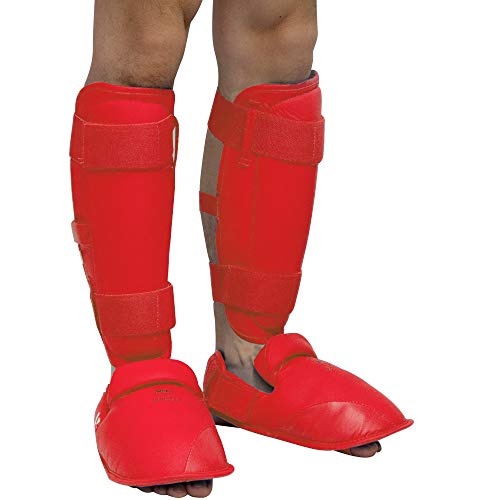 WESING Karate shin and Instep Guard Karate Gloves Approved by WKF - color: red, size: Medium