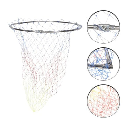 Zerodeko Fishing Net Replacement Head with 40cm Diameter Stainless Steel Frame, Colorful Patterned Mesh, 8mm Connector, Deep Catch Basket for Freshwater and Saltwater Fishing