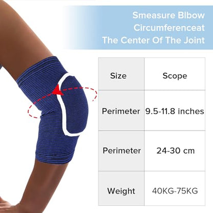 COMNICO Arm Brace Pads Elbow Protector Strap Pair, Breathable Anti-Collision Sponge Tendonitis Fitness Volleyball Basketball Tennis Golfers Knee Support Band for Kids Men Women Elderly(Blue with white edges) - color: Blue with white edges