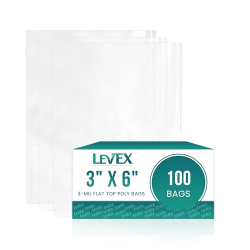 Levex - 3" x 6" (100 Count) Open End Flat Top - 3-Mil Heavy Duty Clear Poly Bags for Packaging, Shipping, Storage & Food (Bags Do Not Have a Seal or Prints) - size: 3" x 6" (100 Pack)