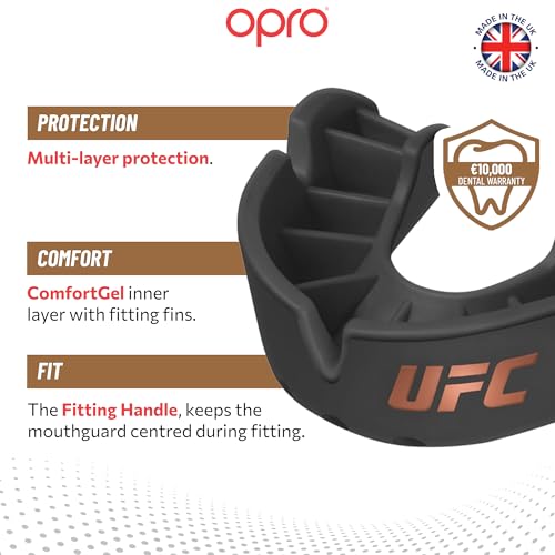 OPRO Bronze Level UFC Moldable Mouth Guard, Essential Fit (Black) - color: Ufc Black, size: Adult